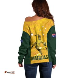 Australia Soccer Off Shoulder Sweater Fowler Matildas Gold Marble