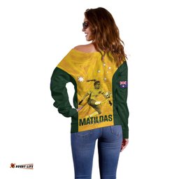 Australia Soccer Off Shoulder Sweater Fowler Matildas Gold Marble