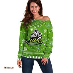 Custom Raiders Rugby Off Shoulder Sweater The Mighty Green Machine Christmas Vibe