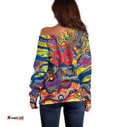 Custom NAIDOC Week 2024 Crows Off Shoulder Sweater Aboriginal Animals Keep The Fire Burning