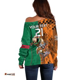 Custom Wests Tigers and Rabbitohs Rugby Off Shoulder Sweater Sporty Style