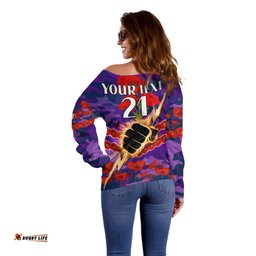Custom Text And Number Storm Rugby ANZAC Off Shoulder Sweater Lest We Forget