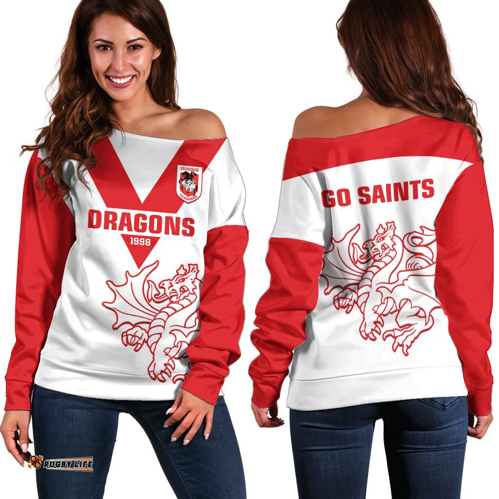 Dragons Rugby Off Shoulder Sweater Simple St George Illawarra