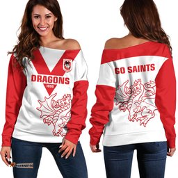 Dragons Rugby Off Shoulder Sweater Simple St George Illawarra