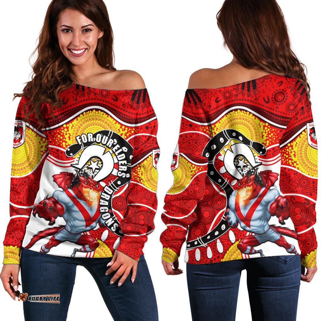 Dragons Mascot NRL Off Shoulder Sweater NAIDOC