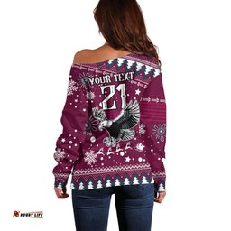 Custom Sea Eagles Rugby Off Shoulder Sweater Manly Boys Victory Christmas Vibe