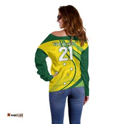 Australia Cricket World Cup 2024 Off Shoulder Sweater Aussie Make Champions