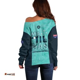 Australia Soccer Off Shoulder Sweater Raso Matildas Turquoise Version