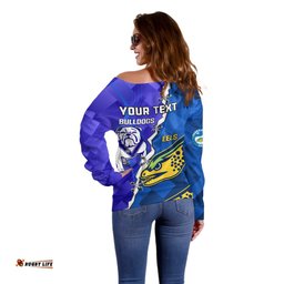 Personalised Bulldogs Mix Parramatta Eels Rugby Off Shoulder Sweater Sporty Version