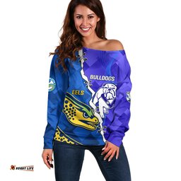 Personalised Bulldogs Mix Parramatta Eels Rugby Off Shoulder Sweater Sporty Version