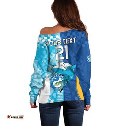 Custom NRL Shark Combine Eels Rugby Off Shoulder Sweater Sporty Style