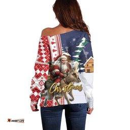 Kangaroo Australia Christmas Off Shoulder Sweater Xmas Pattern