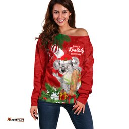 Koala Lover Off Shoulder Sweater Australia Merry Christmas Aboriginal