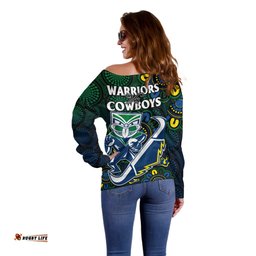 NRL Combine Warriors and Cowboys Off Shoulder Sweater Aboriginal
