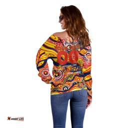 Custom NAIDOC Week 2024 Sunnies Off Shoulder Sweater Aboriginal Animals Keep The Fire Burning