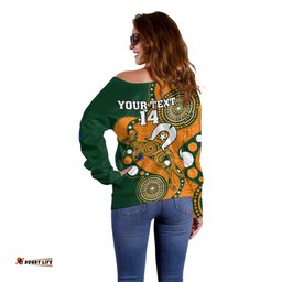 Custom Text And Number Wallabies Rugby NAIDOC Off Shoulder Sweater Aboriginal Camouflage Lest We Forget