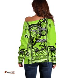 Sydney Thunder Cricket Off Shoulder Sweater Happy Australia Day Aboriginal Art