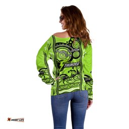 Sydney Thunder Cricket Off Shoulder Sweater Happy Australia Day Aboriginal Art
