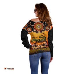 Personalised Australia Capricorn Goanna Zodiac Off Shoulder Sweater Auz Astrology Aboriginal Red