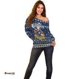 Personalized Eagles Football Xmas Off Shoulder Sweater Australia AFL Mascot
