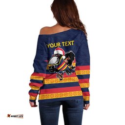 AFL Adelaide Christmas Personalised Off Shoulder Sweater with Crows Mascot