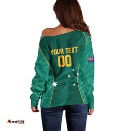 Custom Baseball Australia Off Shoulder Sweater Go Champions Aussie Kangaroo Mascot