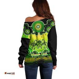 Personalised Australia Scorpio Tarantulas Spider Zodiac Off Shoulder Sweater Auz Astrology Aboriginal Green