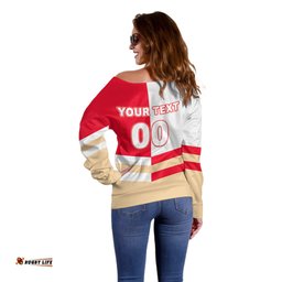 Custom Text And Number NRL Dolphins Off Shoulder Sweater Mix Jersey