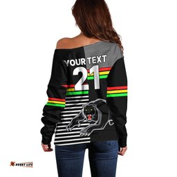 Custom Text And Number Penrith Panthers Rugby Off Shoulder Sweater Proud The Panthers Comeback