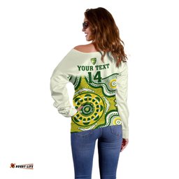 Custom Australia Cricket Off Shoulder Sweater Boxing Day Test Indigenous Art