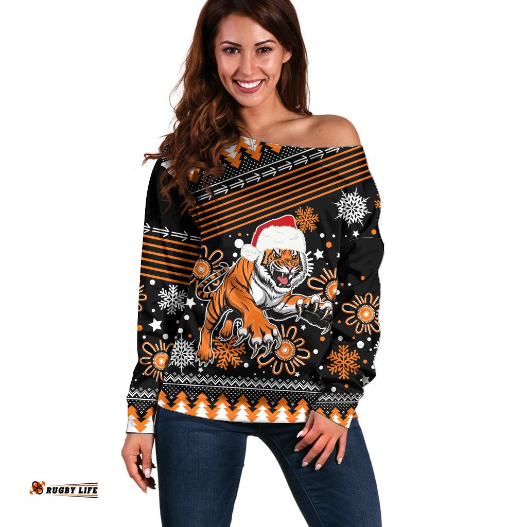 Custom Tigers Rugby Off Shoulder Sweater Chirstmas Vibe 2023
