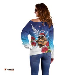 New Zealand Kiwi Christmas Off Shoulder Sweater Xmas Vibe