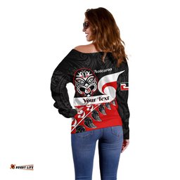 Personalised Te Reo Maori New Zealand Off Shoulder Sweater Kia Haka Maori Fern With Tino Rangatiratanga