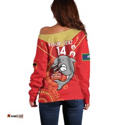 Custom NRL Dolphins NAIDOC Week Off Shoulder Sweater Keep The Fire Burning Indigenous Art