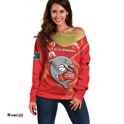 Custom NRL Dolphins NAIDOC Week Off Shoulder Sweater Keep The Fire Burning Indigenous Art
