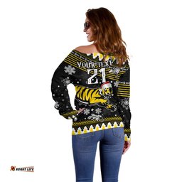Custom Tigers Football Off Shoulder Sweater Christmas Vibe 2023