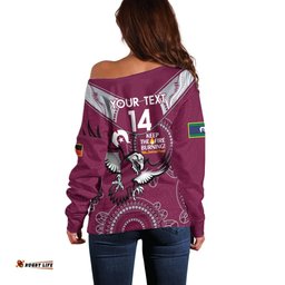 Custom NRL Sea Eagles NAIDOC Week Off Shoulder Sweater Keep The Fire Burning Indigenous Art