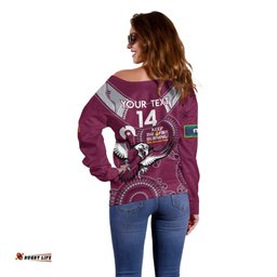 Custom NRL Sea Eagles NAIDOC Week Off Shoulder Sweater Keep The Fire Burning Indigenous Art