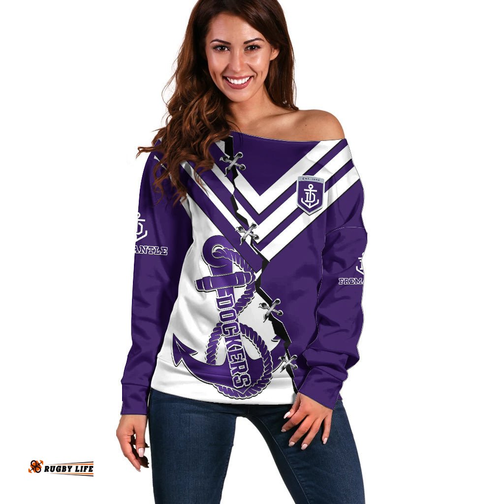 Fremantle Dockers Football Off Shoulder Sweater Go Freo Sporty Version 02
