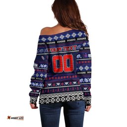 Personalized Demons Football Xmas Off Shoulder Sweater Australia AFL Mascot