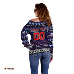 Personalized Demons Football Xmas Off Shoulder Sweater Australia AFL Mascot