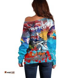 Personalised Australia Rugby Sharks ANZAC Off Shoulder Sweater Cronulla Sutherland Scratch Style