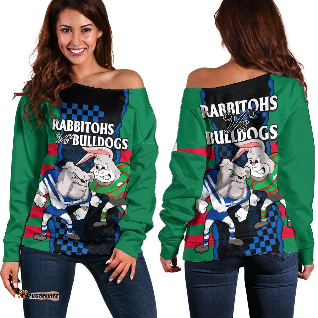 NRL Combine Rabbitohs and Bulldogs Off Shoulder Sweater 02