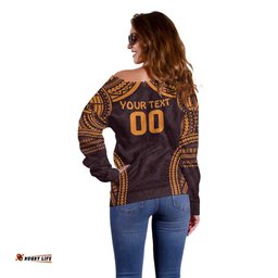 Custom Broncos Rugby Off Shoulder Sweater With Polynesian Style