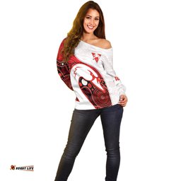 Swans Football Off Shoulder Sweater Go Swannies Indigenous Art 05