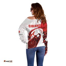 Swans Football Off Shoulder Sweater Go Swannies Indigenous Art 05