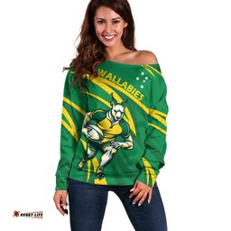 Personalized Australia Rugby Champion Off Shoulder Sweater Wallabies Mascot with Sporty Style