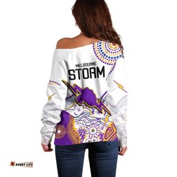 Melbourne Storm Off Shoulder Sweater Special NRL Rugby Indigenous Aboriginal