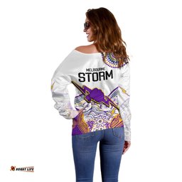 Melbourne Storm Off Shoulder Sweater Special NRL Rugby Indigenous Aboriginal