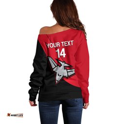 Personalised Essendon Football Off Shoulder Sweater Go Bombers Simple Style